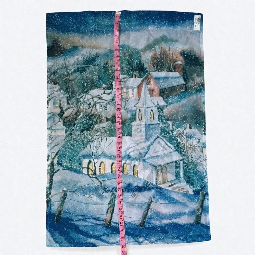 Winter Scene Toland Garden Flag Snowy Church Design Polyester 28" X 40" - Picture 5 of 6